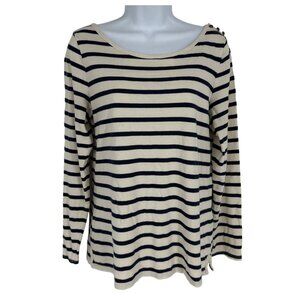 Boden Boatneck Breton Long Sleeve Shoulder Button Detail T-Shirt Size 8
